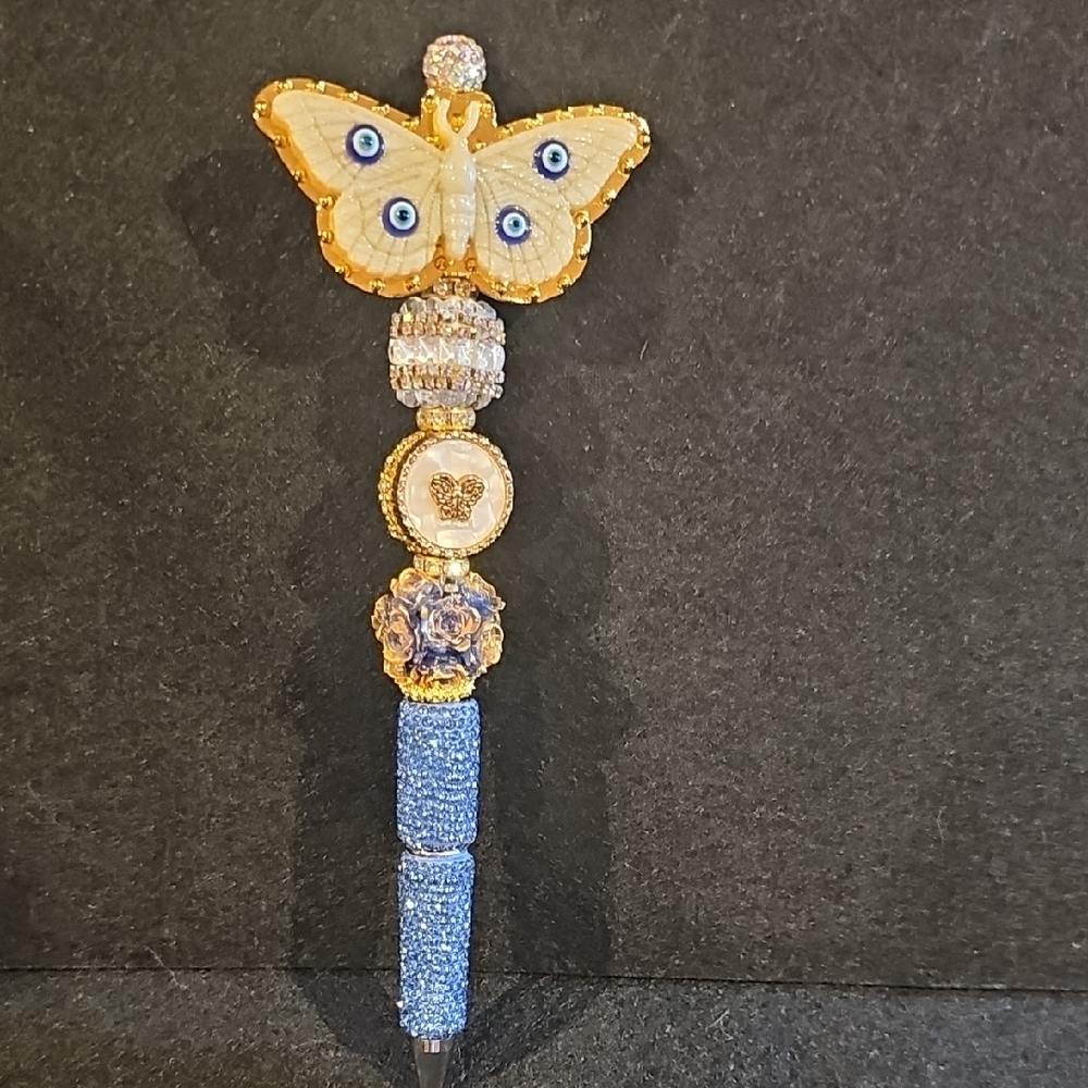 Gilded Blue Butterfly Pen - Picture 3 of 6